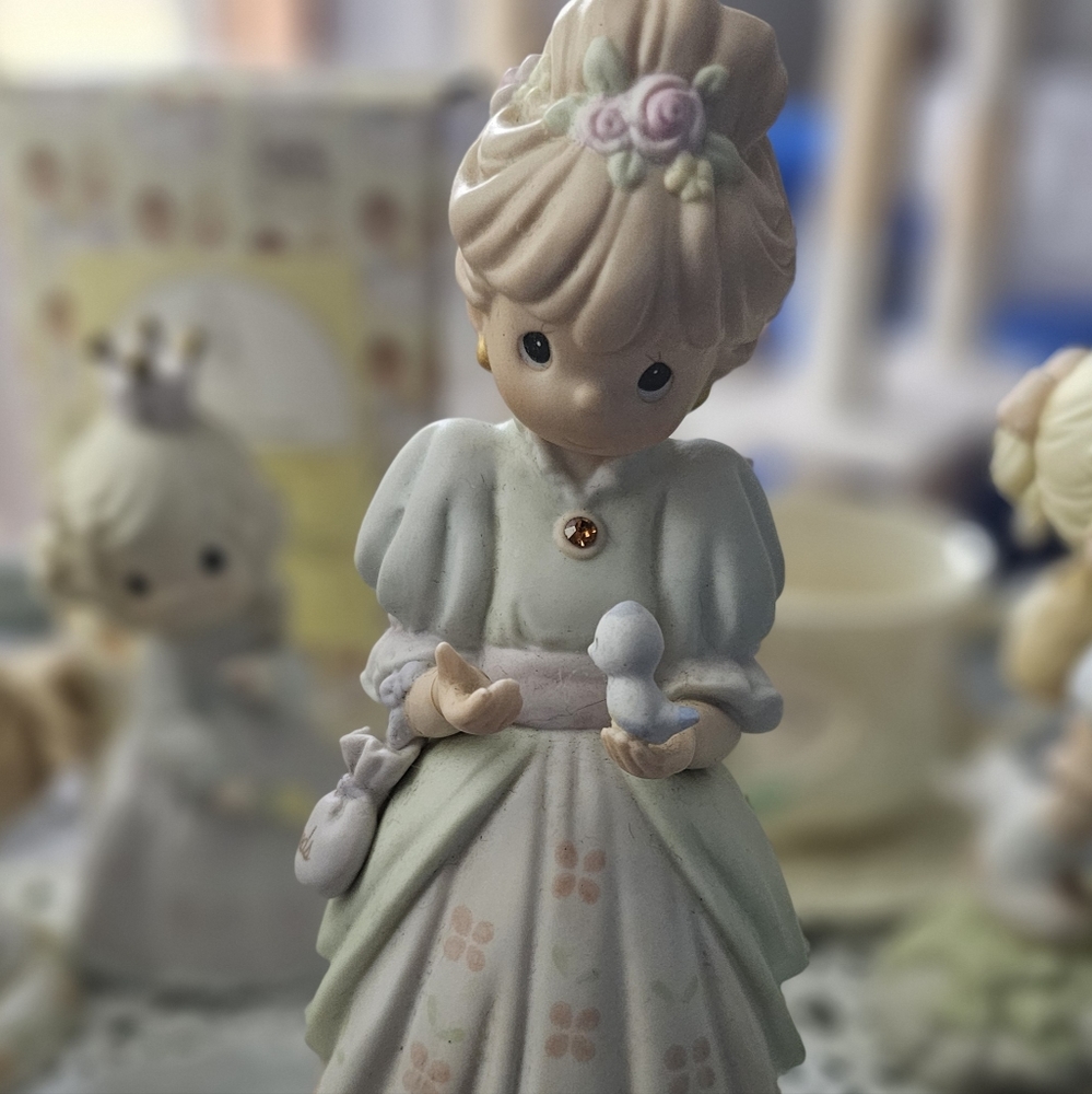 Precious Moments "Charity Begins in the Heart" Victorian Porcelain Figurine